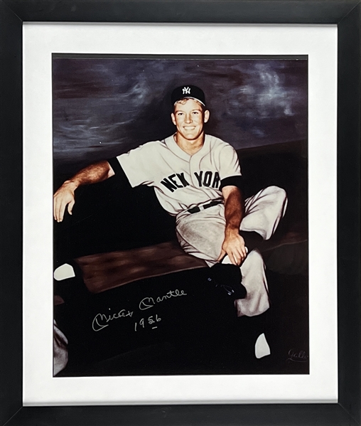 Mickey Mantle Signed 16” x 20” Photo w/ “1956” Inscription (Third Party Guaranteed)