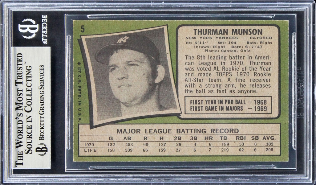 Lot Detail Thurman Munson Rare Signed Topps All Star Rookie Card