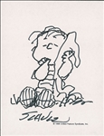 Charles Schulz Signed Page w/ Rare Linus Van Pelt Sketch (Beckett/BAS LOA)