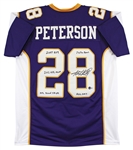 Adrian Peterson Signed Vikings Style Jersey with Handwritten Career Stats (Beckett/BAS Witnessed)