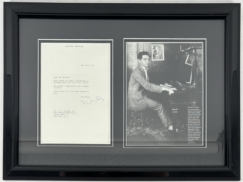 Irving Berlin Signed Vintage Personal Letter in Framed Display (PSA/DNA LOA)