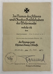 Erwin Rommel Signed 5.5" x 8" German Certificate (JSA LOA)