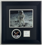 Neil Armstrong Signed Segment in Framed Apollo 11 Display (JSA LOA)