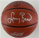 Magic Johnson & Larry Bird Dual-Signed Spalding NBA Game Model Basketball (Beckett/BAS Witnessed)(PSA/DNA LOA)