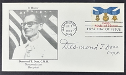 Combat Medic Desmond T. Doss Signed 4" x 6.5" Envelope (Beckett/BAS)	