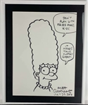 Matt Groening Signed 18" x 22" Page w/ Marge Simpson Sketch (Beckett/BAS LOA)