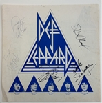 Def Leppard Group Signed 11" x 11" Album Insert (5 Sigs)(Epperson/REAL)