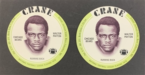 Walter Payton Lot of Two (2) 1976 Rookie Crane Potato Chips Discs 