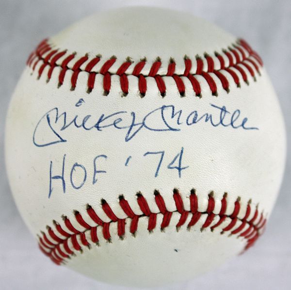 Mickey Mantle Signed OAL Baseball w/Uncommon "HOF 74" Inscription (PSA/DNA)
