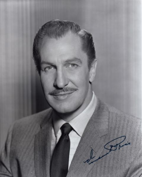 Vincent Price Signed 8" x 10" B&W Portrait Photo