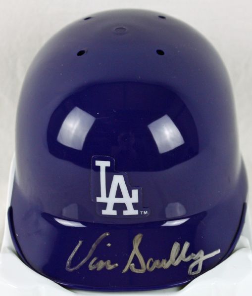 Vin Scully Signed LA Dodgers Mini Batting Helmet