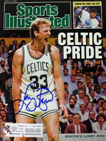 Larry Bird Signed June 1987 Sports Illustrated (Bird Hologram)`