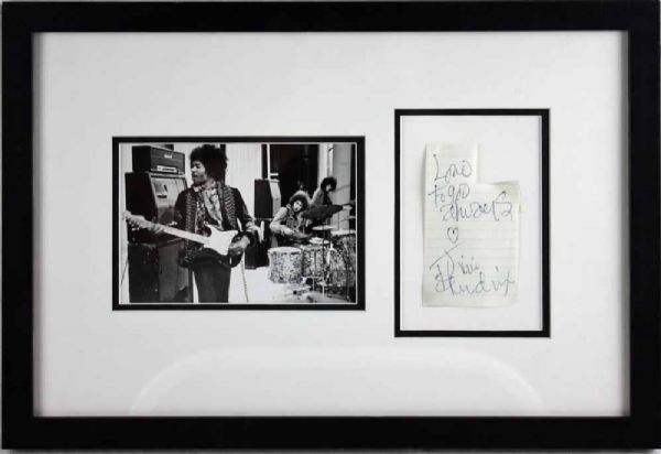 Jimi Hendrix Excellent Autograph with "Love to You Always" Inscription in Custom Framed Display (Epperson/REAL LOA)