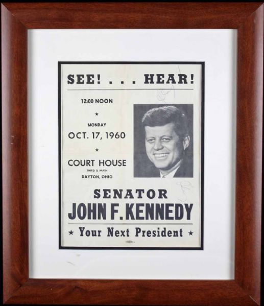 President John F. Kennedy Rare DOUBLE SIGNED 1960 Campaign Appearance Flyer (JSA)
