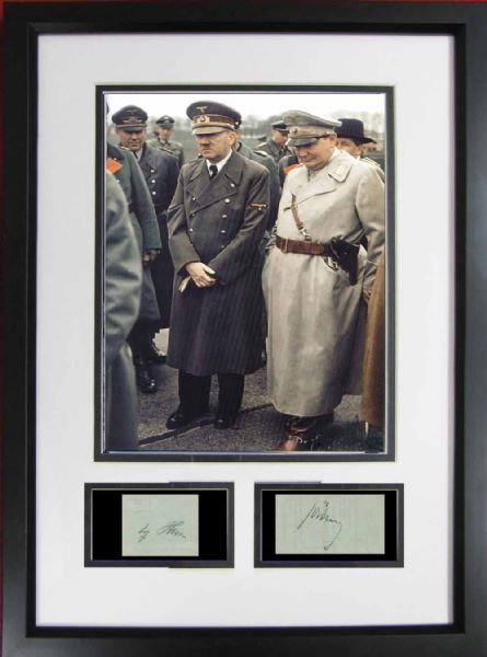 World War II: Adolf Hitler & Hermann Goring Display with Signatures Acquired on Tickets from the 1936 Olympics in Berlin! (JSA)