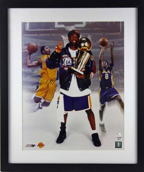 Kobe Bryant Signed 16" x 20" Color Photo in Custom Framed Display (Full Name)(PSA/DNA)