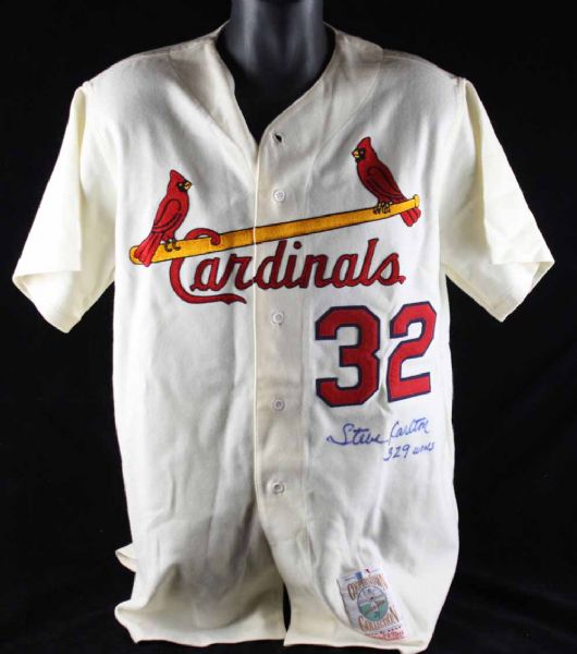 Steve Carlton Signed Mitchell & Ness Cardinals Throwback Jersey w/"329 Wins" Insc. (JSA)