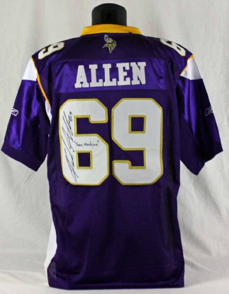 Jared Allen Signed Vikings Jersey with "Sax Machine" Inscription