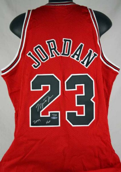 Michael Jordan Signed Limited Edition Chicago Bulls Jersey with Ultra Rare "HOF 2009" Insc. (UDA)(#6/123)