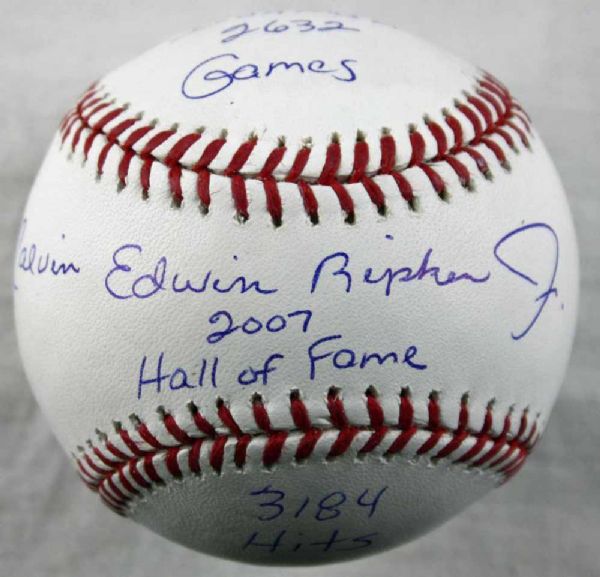 Cal Ripken Jr. Rare Signed "Stat" Baseball with "Calvin Edwin Ripken Jr." Full Name Sig! (JSA)