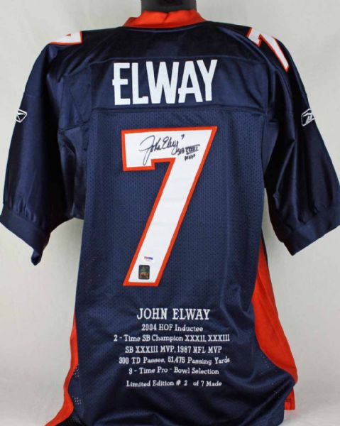 John Elway Signed Ltd Ed Custom Stat Jersey w/"SB XXXIII MVP" Insc. (PSA/DNA)(#2/7)