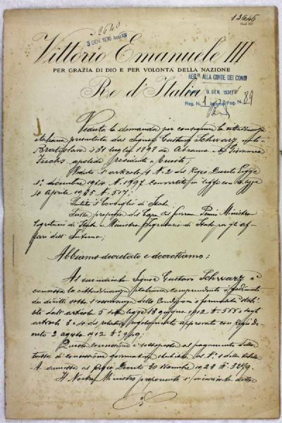 Benito Mussolini & Vittorio Emanuele III Signed Italian Document (JSA)