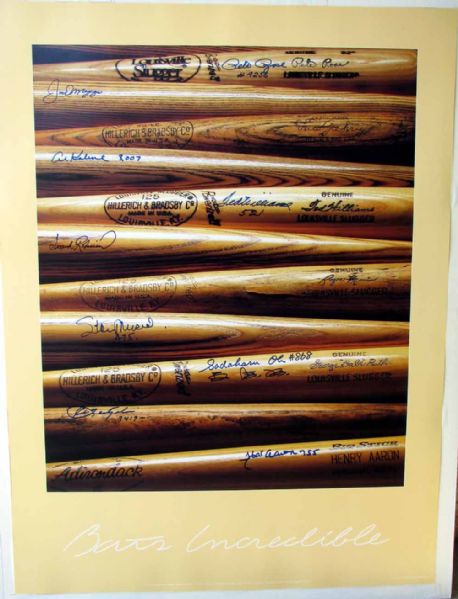 One-of-a-Kind "Bats Incredible" Signed Lithograph w/Williams, DiMaggio, Oh, Aaron, etc. (JSA)
