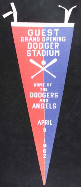 Dodger Stadium 1962 Grand Opening Souvenir Pennant (Dodgers & Angels!)