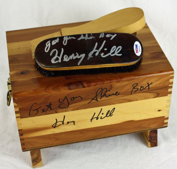 Goodfellas: Henry Hill Uniquely Signed Shoe Shine Box & Shine Brush (PSA/DNA)