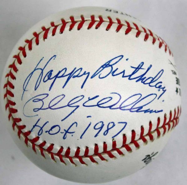 Billy Williams Signed ONL Baseball with "Happy Birthday, HOF 1987" Inscription