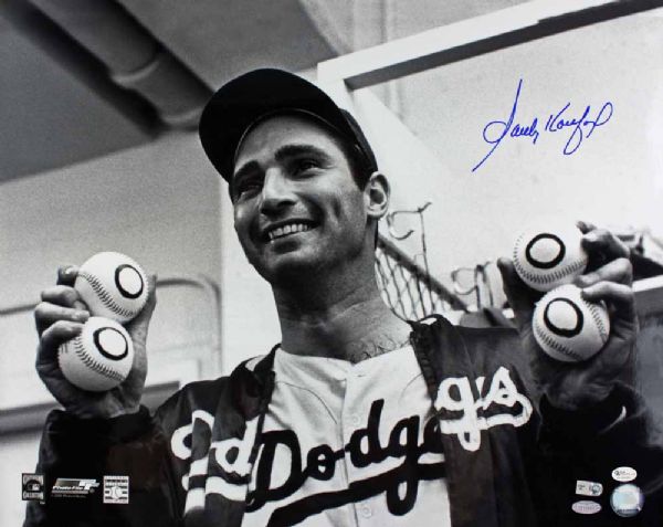 Sandy Koufax Signed "4x No Hitter" 16x20 B&W Photo (Steiner)