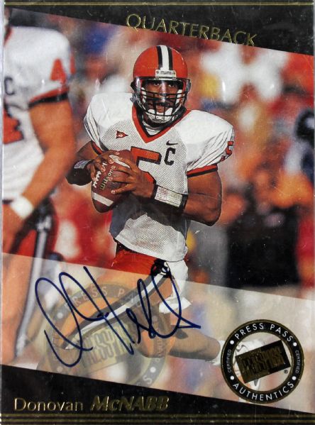 Donovan McNabb Signed 1999 Press Pass Rookie Insert Card