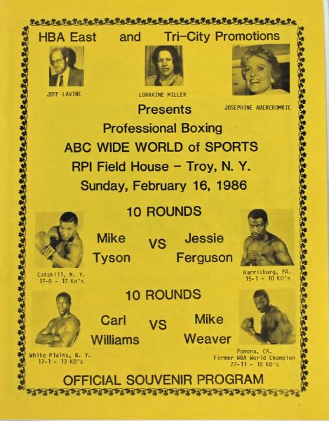 Mike Tyson Original Fight Program - 2/16/86 vs. Jessie Ferguson