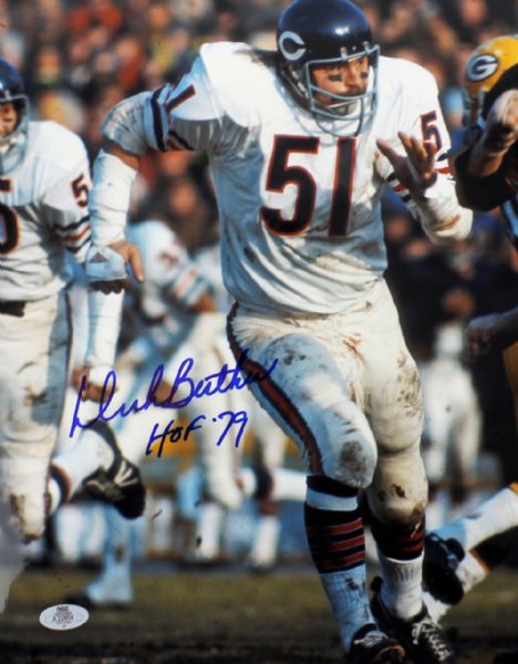 Dick Butkus Signed 11" x 14" Color Photo w/"HOF 79" Inscription