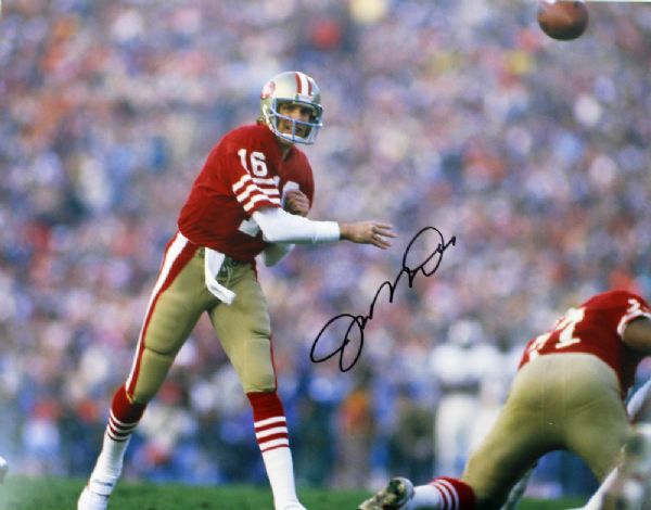 Joe Montana Superb Signed 11" x 14" Color Action Photo