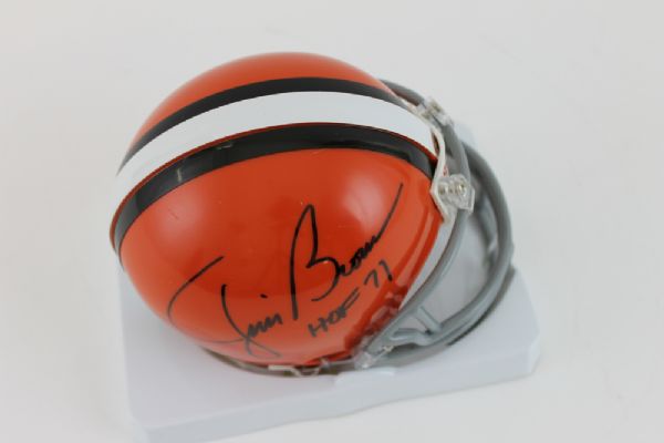 Jim Brown Signed Browns Mini Helmet with "HOF 71" Insc.