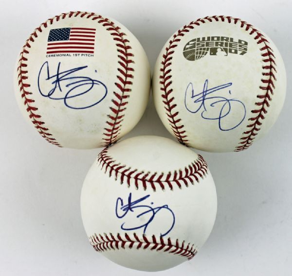 Curt Schilling: Lot of Three (3) Signed OML Baseballs w/2007 World Series & 2001 WS Baseball