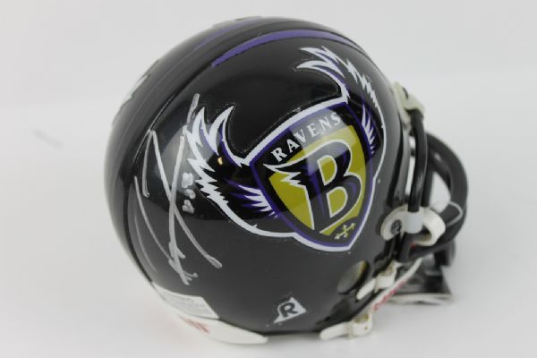 Ray Lewis Signed Ravens Mini Helmet