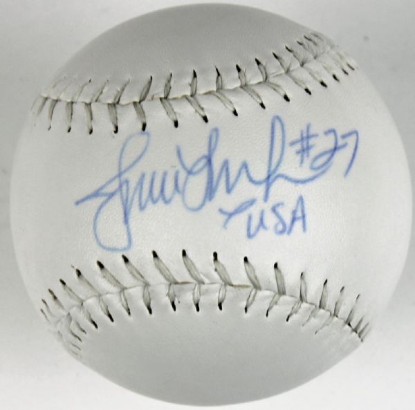 Jennie Finch Signed Softball with "USA" Inscription (JSA)