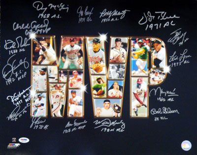 Baseball MVPs Multi Signed 16x20 Color Photo w/Carew, Gibson, Schmidt, etc. (16 Sigs)(PSA/DNA)