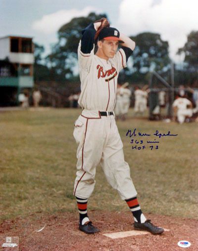 Warren Spahn Signed 16" x 20" Color Photo with "363 Wins, HOF 73" Inscriptions (PSA/DNA)