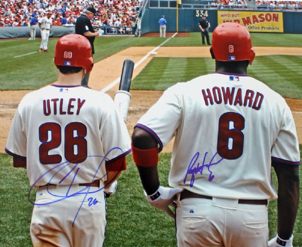 Ryan Howard & Chase Utley Signed 11" x 14" Color Photo