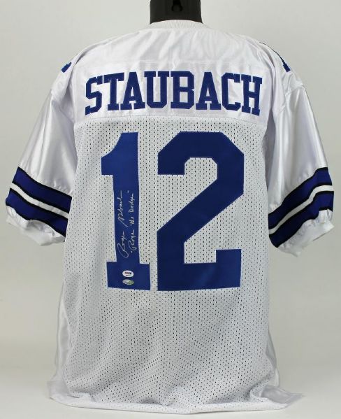 Roger Staubach Signed Cowboys Jersey with Rare "Roger the Dodger" Inscription (PSA/DNA)