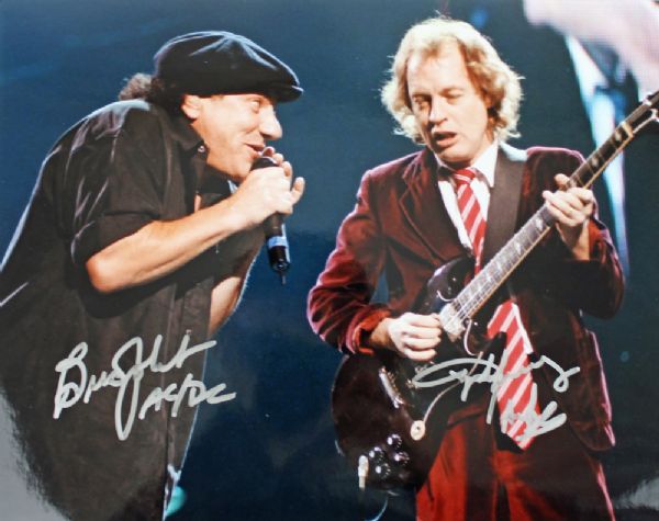 AC/DC: Brian Johnson & Angus Young Signed 11" x 14" Color Photo