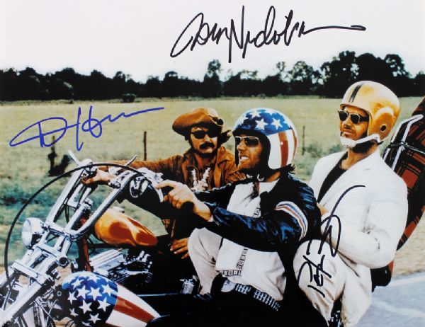 "Easy Rider" Superb Signed 11" x 14" Color Photo with Nicholson, Hopper & Fonda