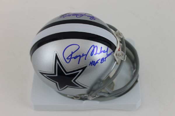 Roger Staubach & Tony Dorsett Signed Mini Helmet