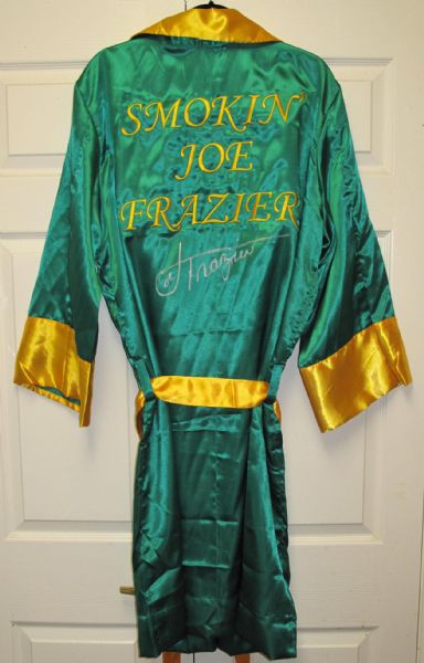 Joe Frazier Signed Personal Model Silk Boxing Robe with Signing Photo (ASI)