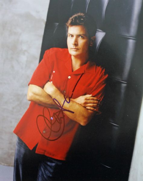 Charlie Sheen Signed 8" x 10" Color Photo