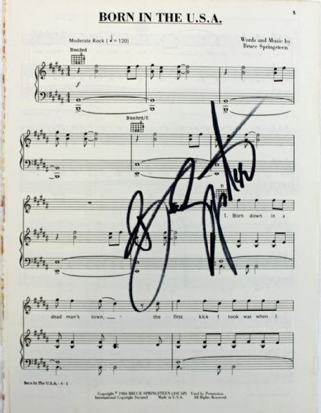 Bruce Springsteen Signed Sheet Music Page for "Born in the U.S.A."