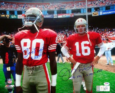 Joe Montana & Jerry Rice Signed 16" x 20" Color Photo with Super Bowl MVP Inscriptions (PSA/DNA + Player Holos)